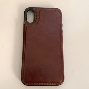 Brown leather iPhone wallet